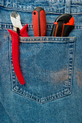 Tools in a pocket  jeans