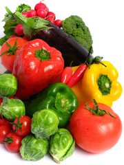 Vegetables mix wet,on white background