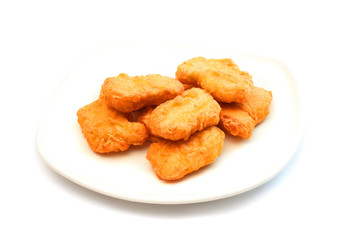 the chicken nuggets on white background