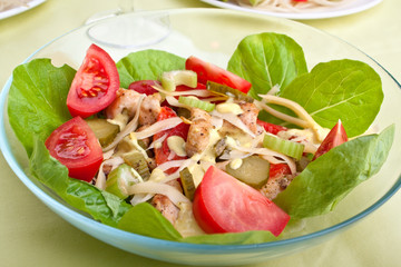 serving of healthy light chicken breast salad