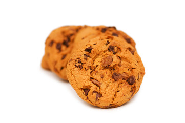 Chocolate cookies isolated on the white background