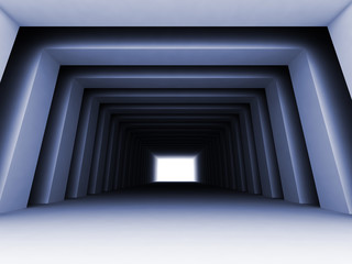 shined corridor with columns and light