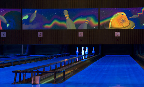 bowling with disco lights