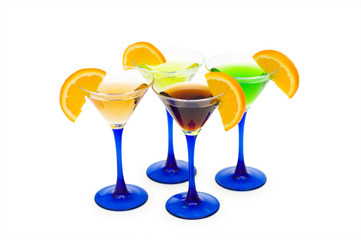 Various cocktails isolated on the white background