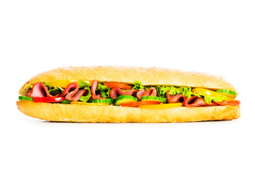 Long sandwich isolated on the white background