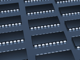 Computer microchip background blue