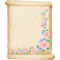 grunge floral background on vintage manuscript paper