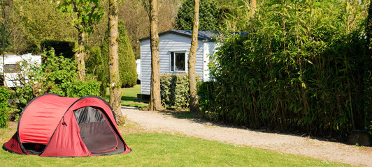 Red tent on camp site