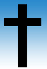 Crucifix in blue sky