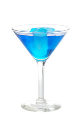 blue martini with ice cubes