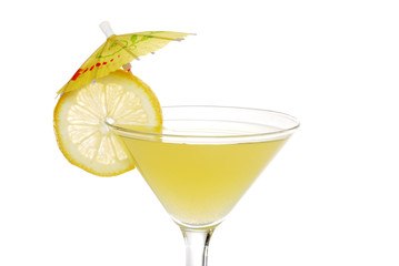 closeup of a lemon martini