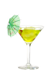 Green martini with an umbrella