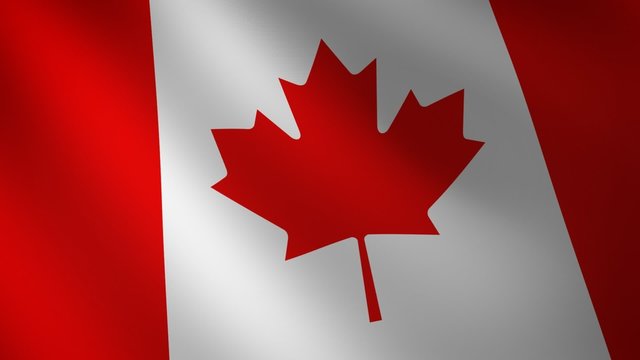 Bandera ondulante de Canad&aacute;. Bucle continuo