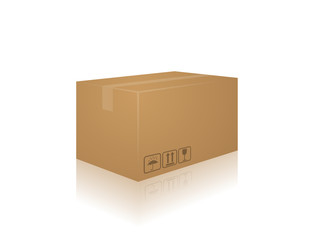 Brown Cardboard Shipping Box - vector illustration