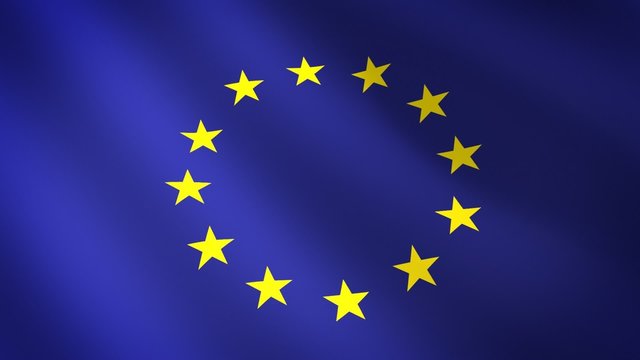Bandera de Europa ondulante al viento. Bucle continuo
