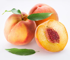 Peaches on a white background.
