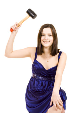 young woman with hamer