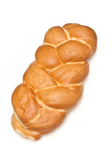 Platted white loaf isolated on a white studio background