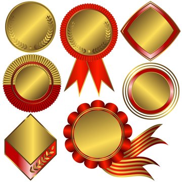 Collection of gold medals and counters (vector)