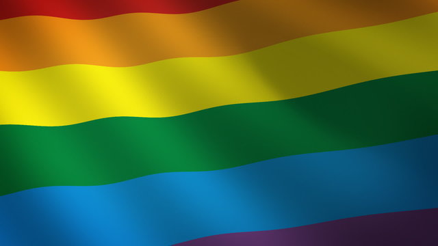 Rainbow looping flag waving in the wind