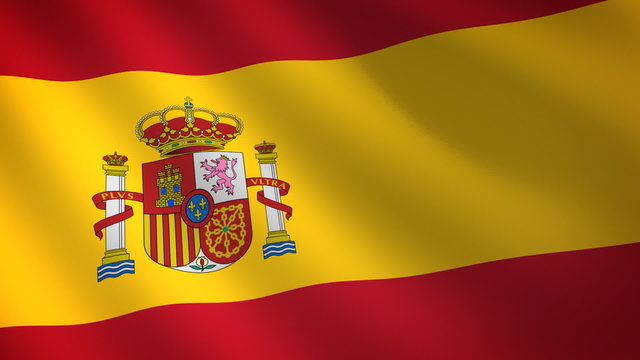 Spain flag waving in the wind. Seamless looping