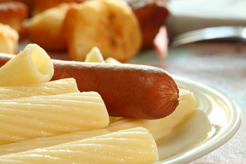 Macaroni with sausage.