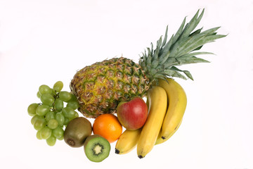 various fruits on white