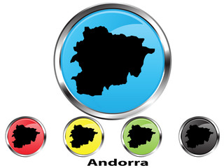 Glossy vector map button of Andorra