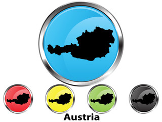 Glossy vector map button of Austria