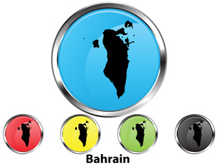 Glossy vector map button of Bahrain