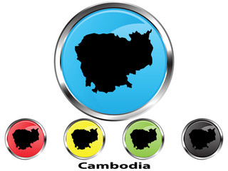 Obraz premium Glossy vector map button of Cambodia