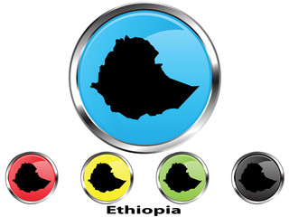 Obraz premium Glossy vector map button of Ethiopia