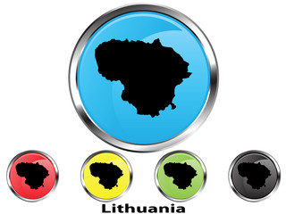 Obraz premium Glossy vector map button of Lithuania