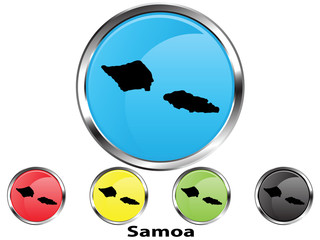 Glossy vector map button of Samoa