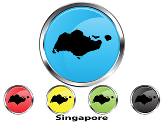 Glossy vector map button of Singapore