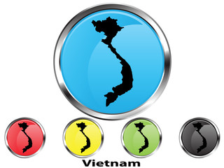 Glossy vector map button of Vietnam