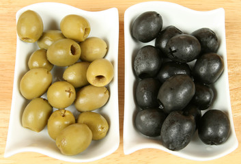 Green and black olives