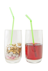 Glass of Vitamin Pills versus Juice - Isolation