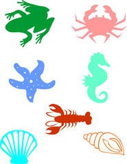 Fototapeta na wymiar Sea animals drawing