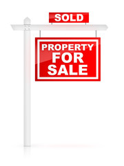 Property for Sale Sign with Sold