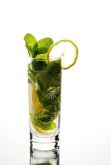 Mojito cocktail isolated on white