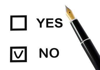 the choice of yes or no