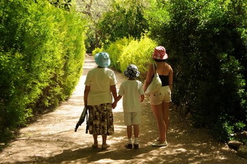 Three generations Hiking
