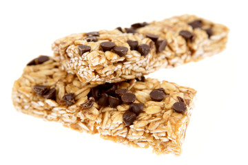 Snack bars on white background