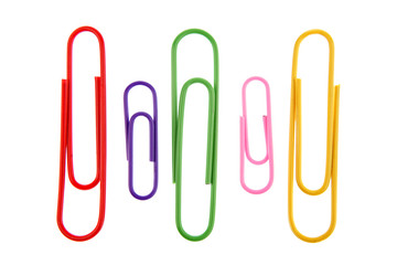 Five paper-clips on white background