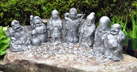 Gordijnen Japanese seven gods of fortune © Delphotostock