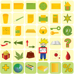 Vector illustration - office and school icon set