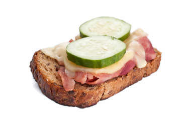 ham, parmesan cheese and cucumbers sandwich