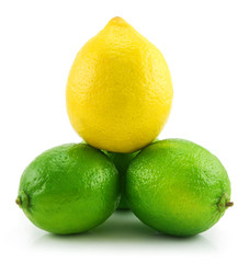 Pyramid of Ripe Lime and Lemon Isolated on White