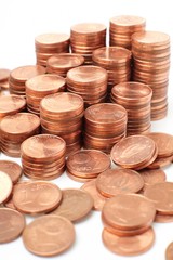 coins  on white background